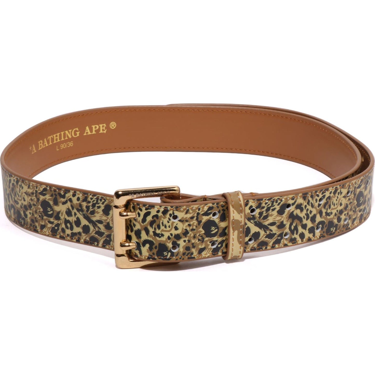 WILD LEOPARD PATTERN LEATHER BELT MENS
