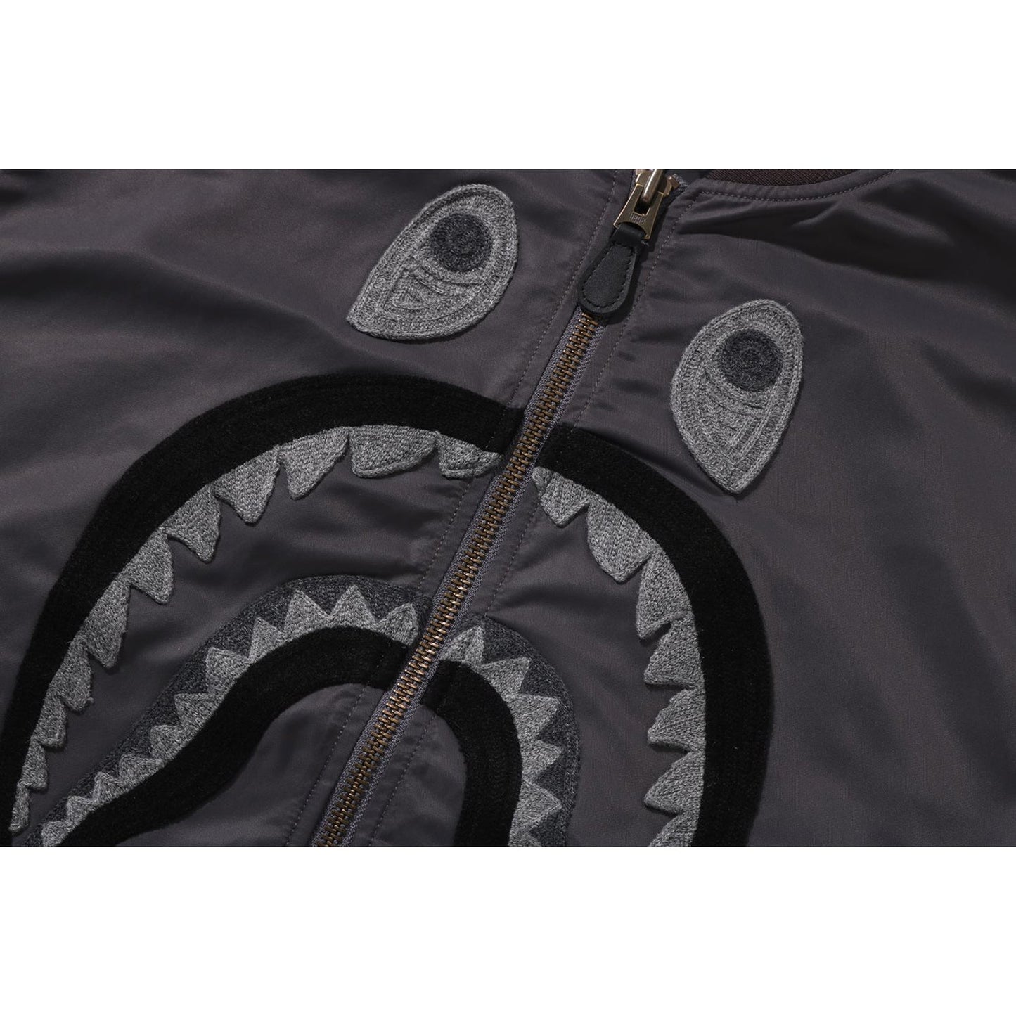 TONAL CHAIN STITCH SHARK BOMBER JACKET MENS