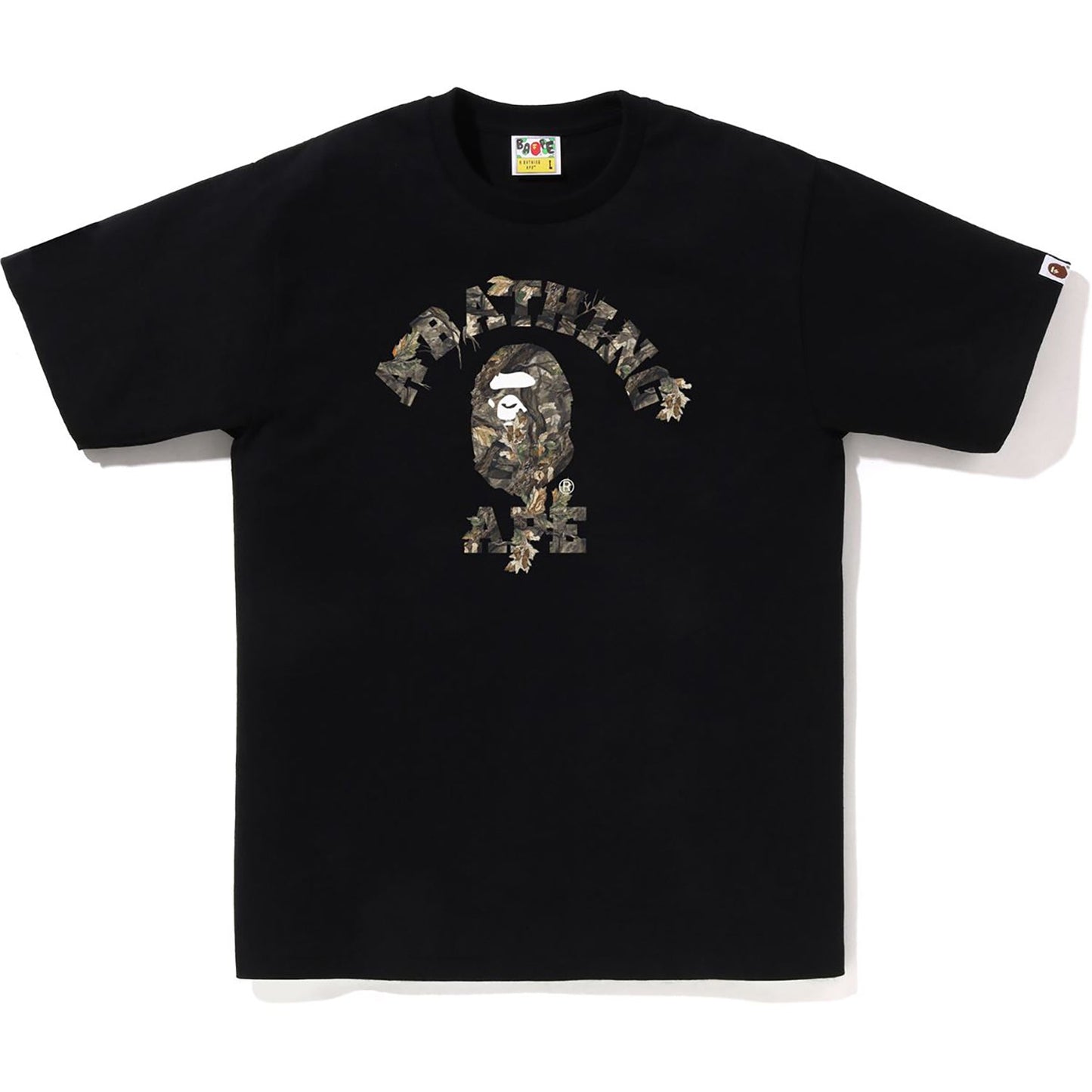 BAPE MENS TREE EDGE CAMO COLLEGE T-SHIRT