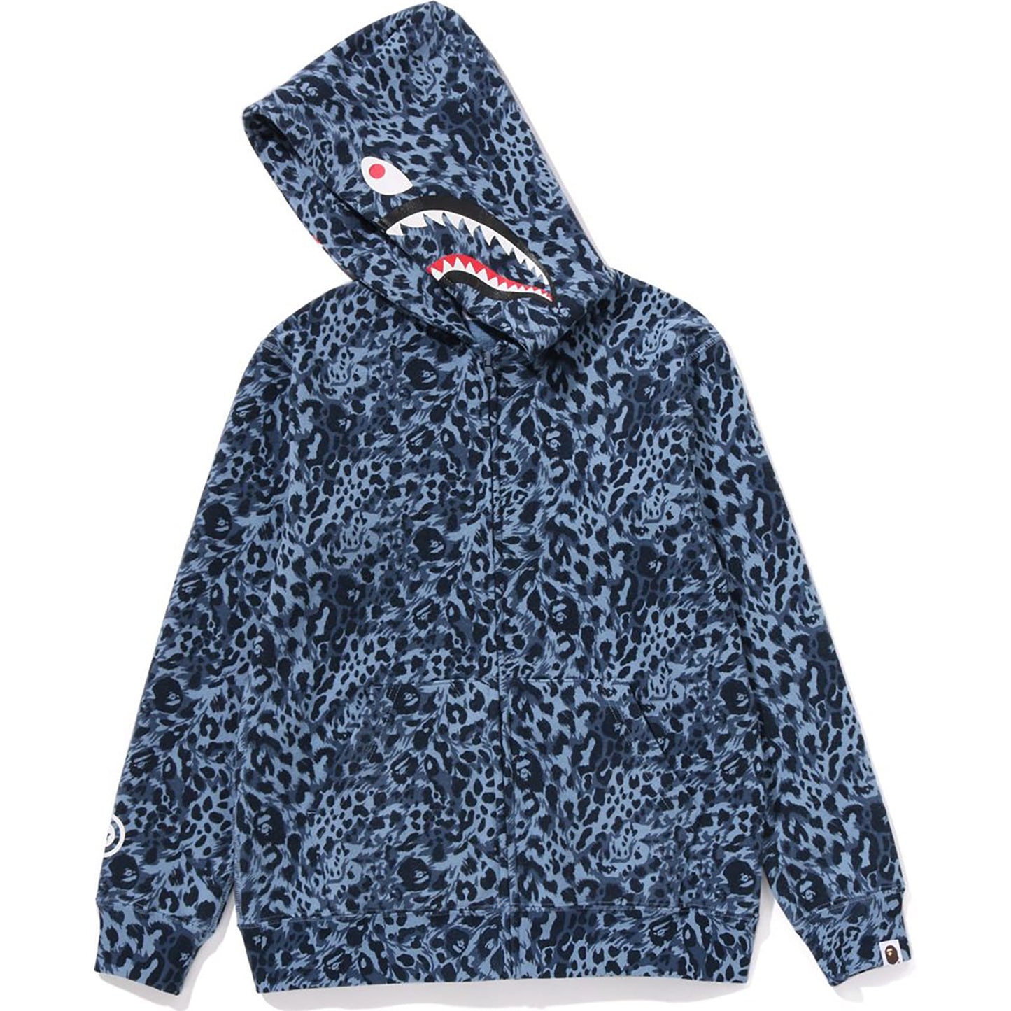 WILD LEOPARD PATTERN SHARK ZIP HOODIE JR KIDS