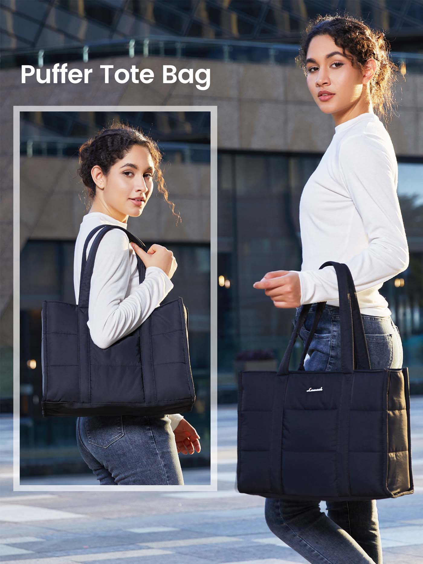 Puffer Tote Bag, 15.6 17