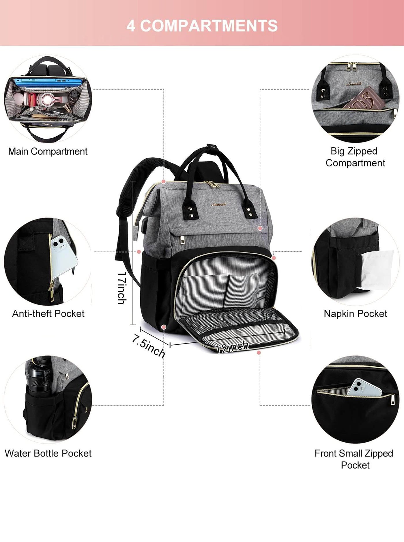 Viola V Laptop Backpack, 15.6 17