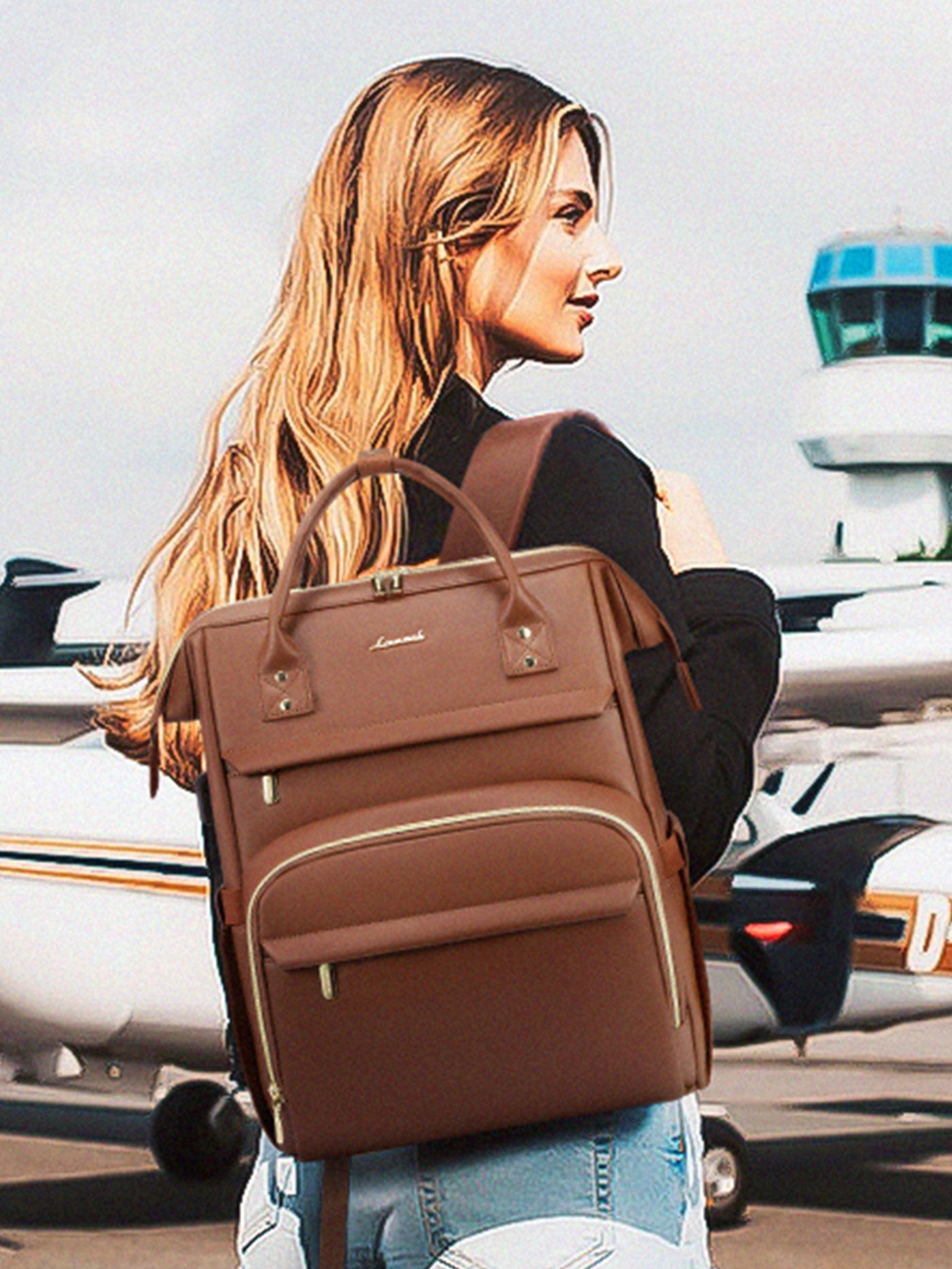 Leather Laptop Backpack, 15.6-18