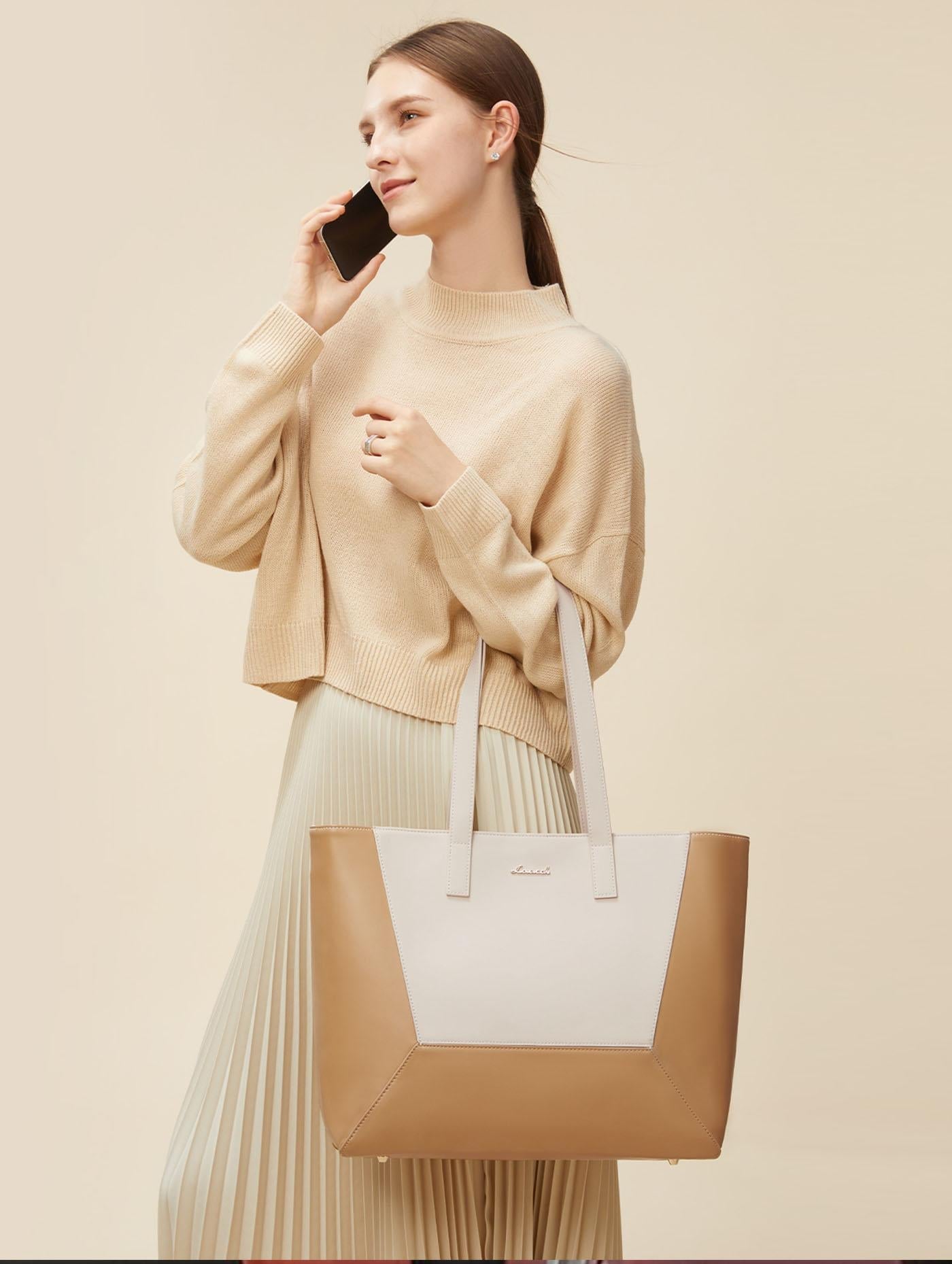 Vegan Leather Tote Bag for Women, 15.6(Only available in the US)