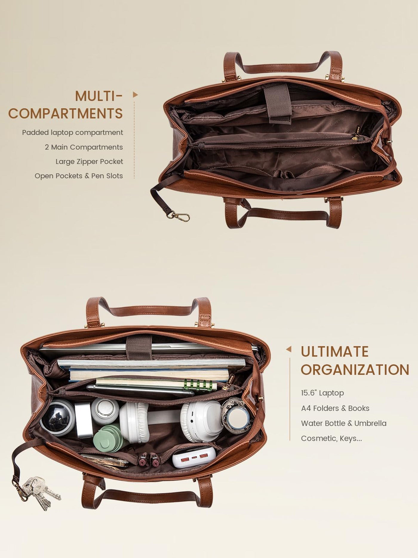 Professional Leather Computer Bag, 15.6