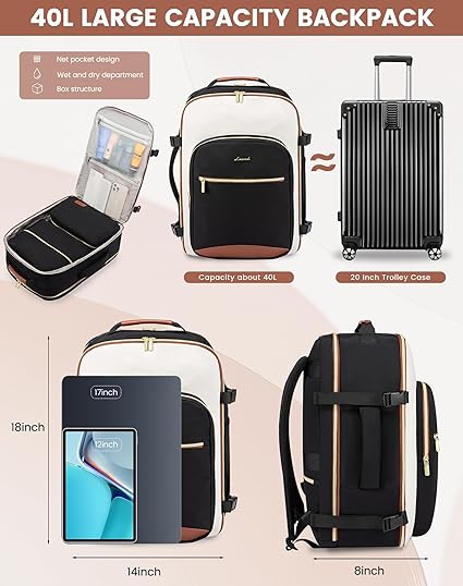 4Pcs Large Travel Backpack, 17.3 18.5