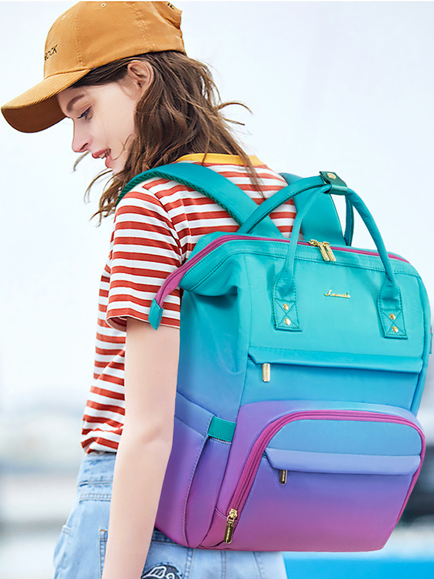 Multicolor Laptop Backpack, 15.6 17.3