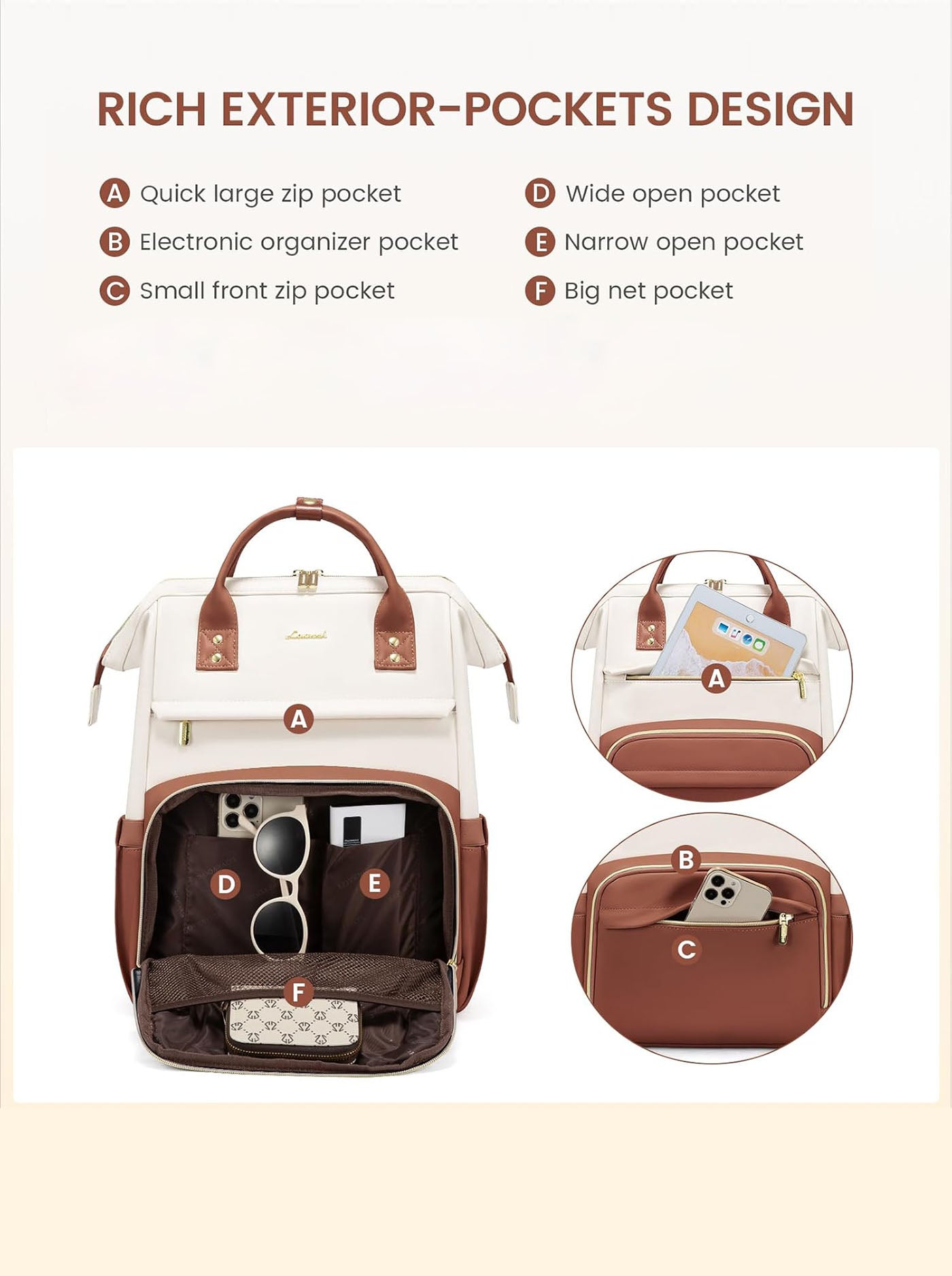 Leather Laptop Backpack, 15.6 17