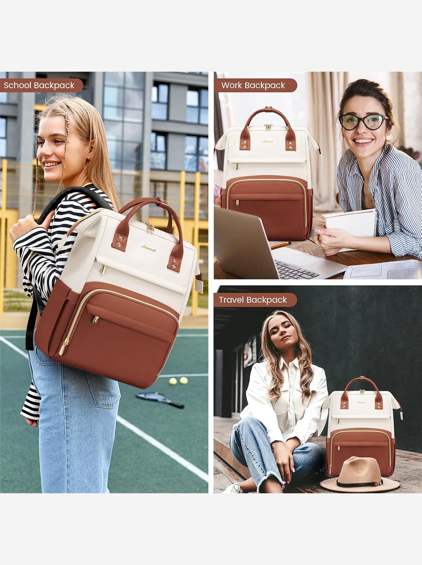 Leather Laptop Backpack, 15.6 17