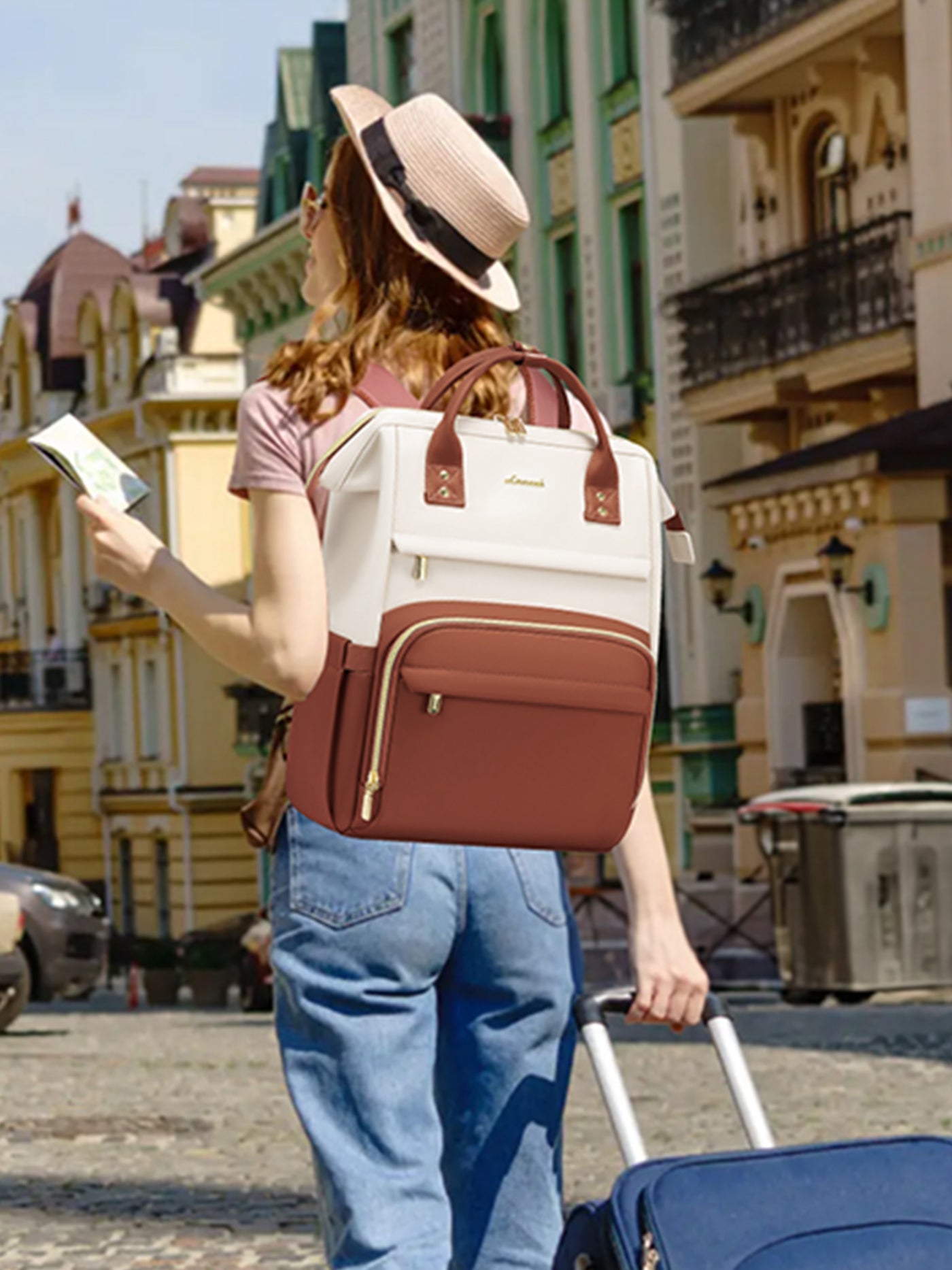 Leather Laptop Backpack, 15.6 17