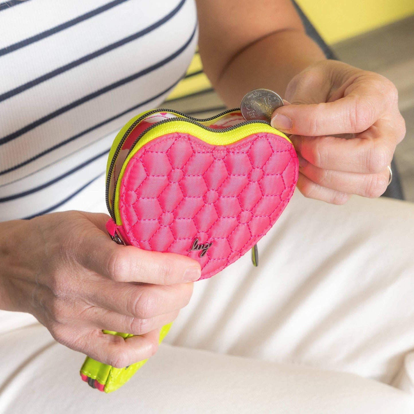 Heart Pouch 2pc Set - Two-Tone