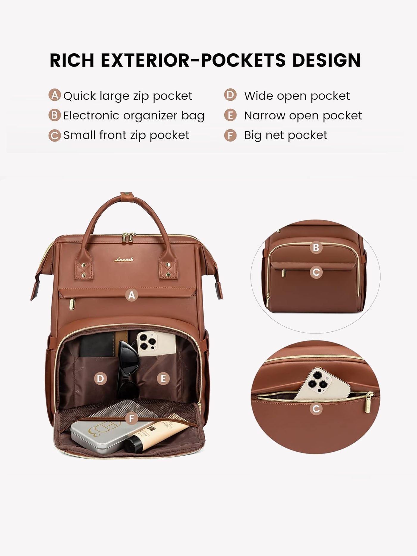 Leather Laptop Backpack, 15.6-18