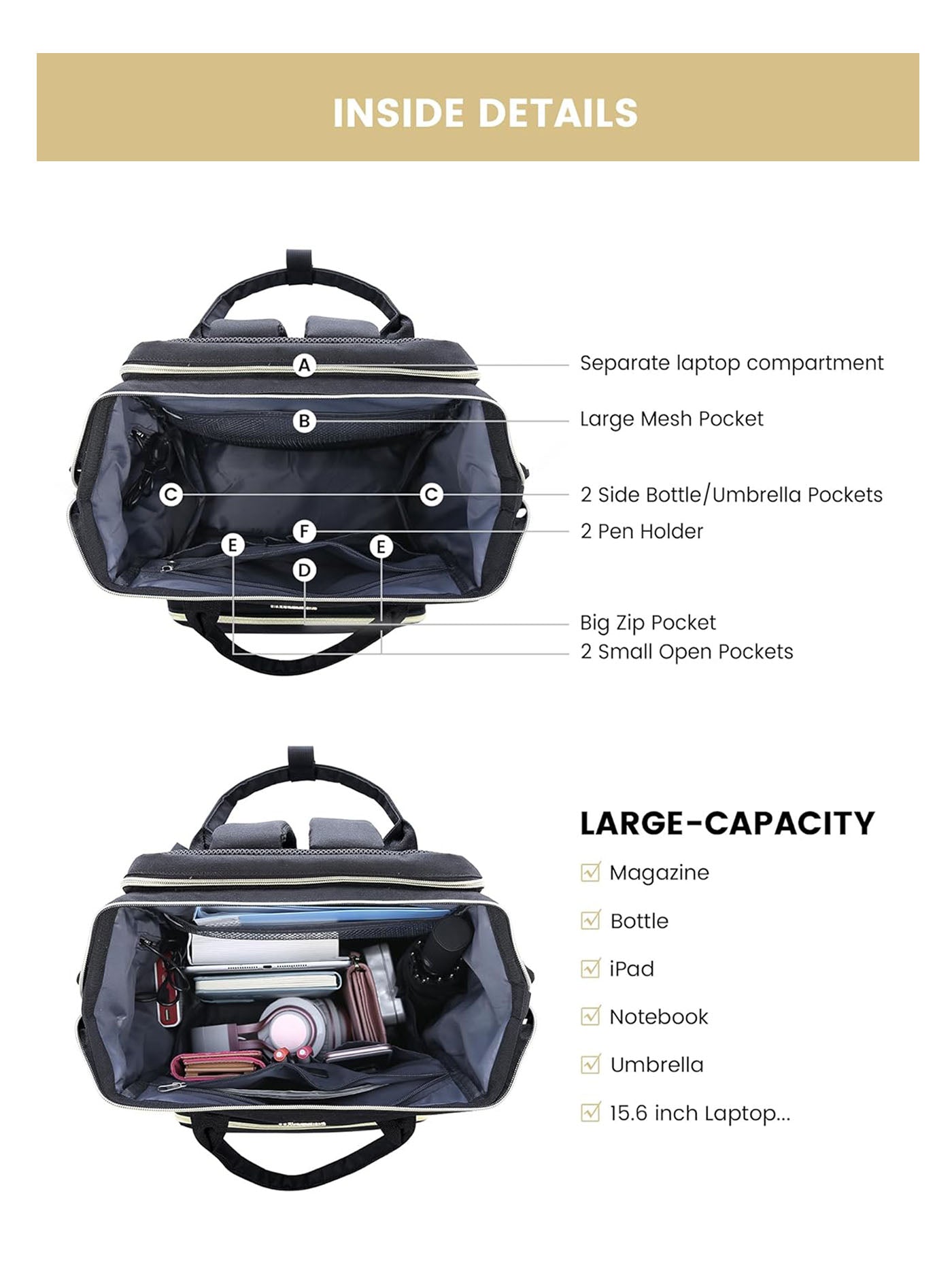 Viola Ⅱ Laptop Backpack with Separate Laptop Compartment, 15.6 17