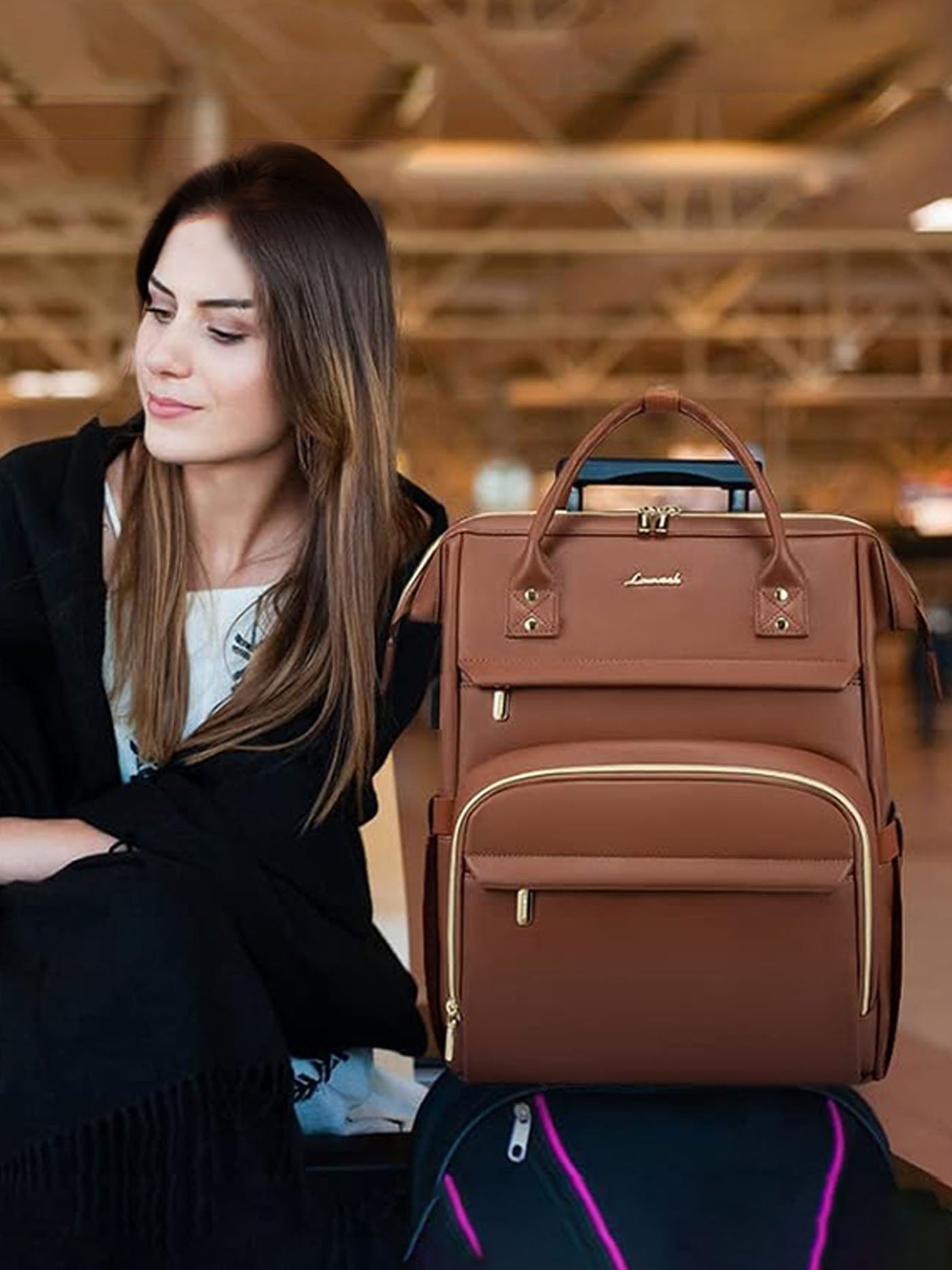 Leather Laptop Backpack, 15.6-18