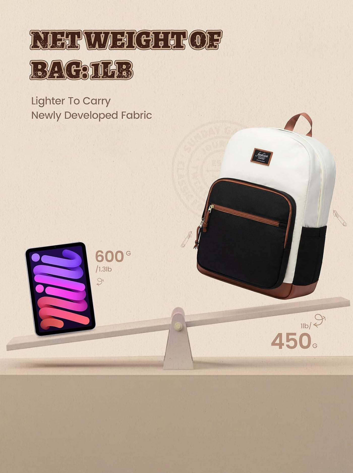 Lightweight College Laptop Backpack, 15.6 17.3