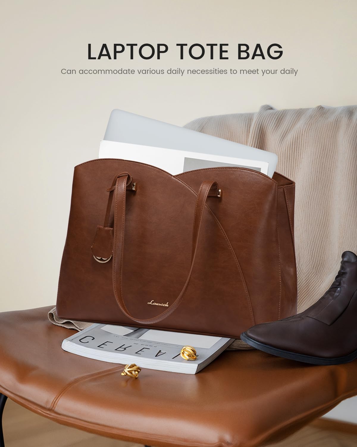 Professional Leather Computer Bag, 15.6