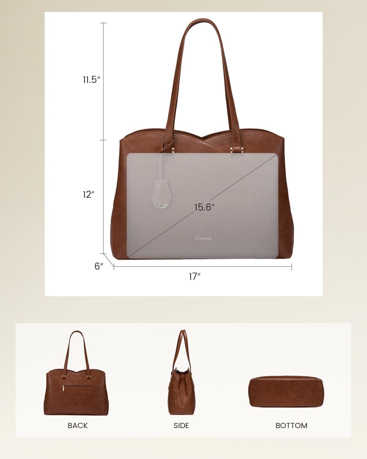 Professional Leather Computer Bag, 15.6