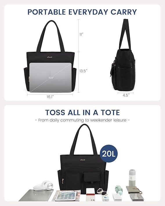 Multiple Pocket Laptop Tote Bag, 15.6
