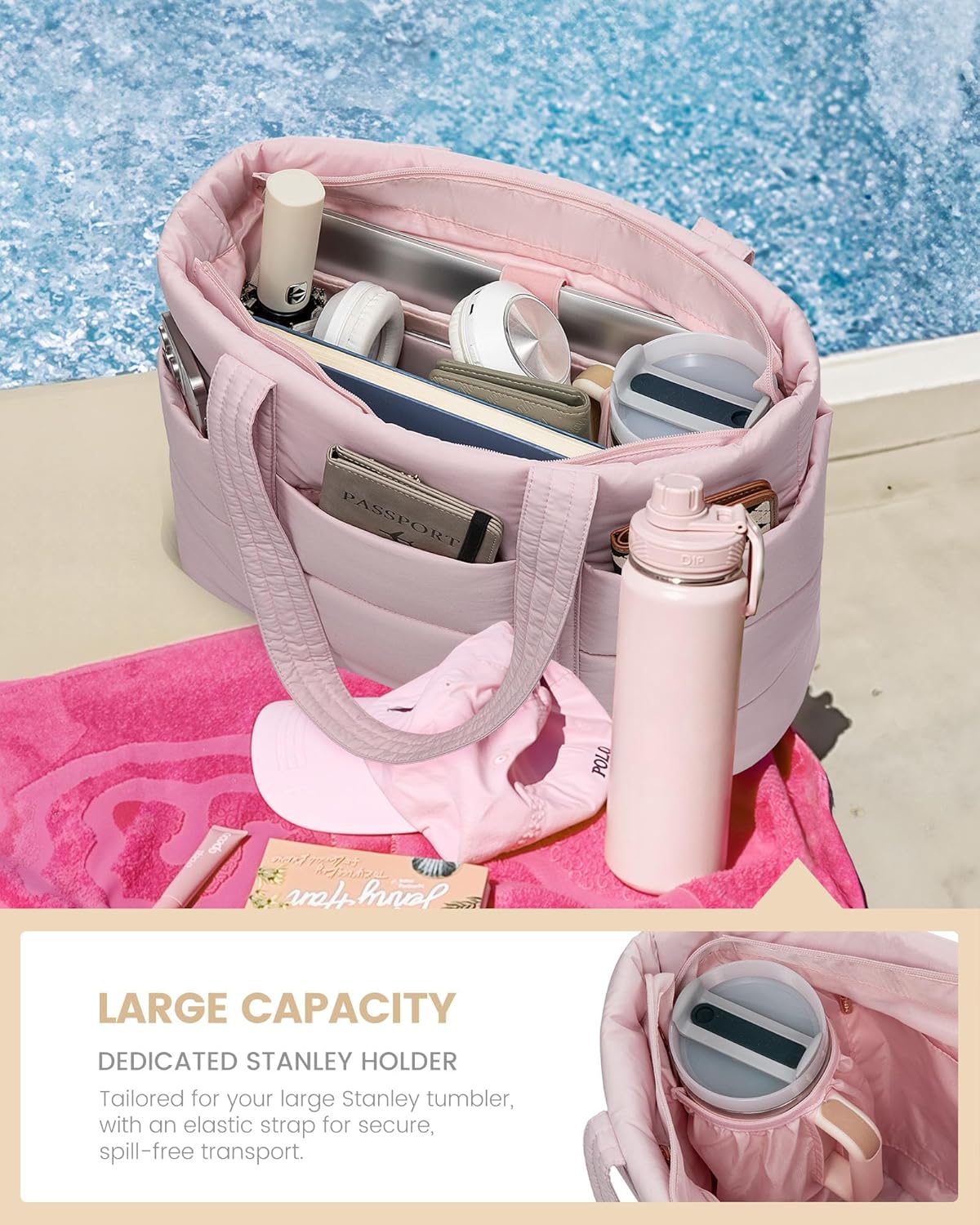Large Puffer Work Tote Bag, 15.6 17