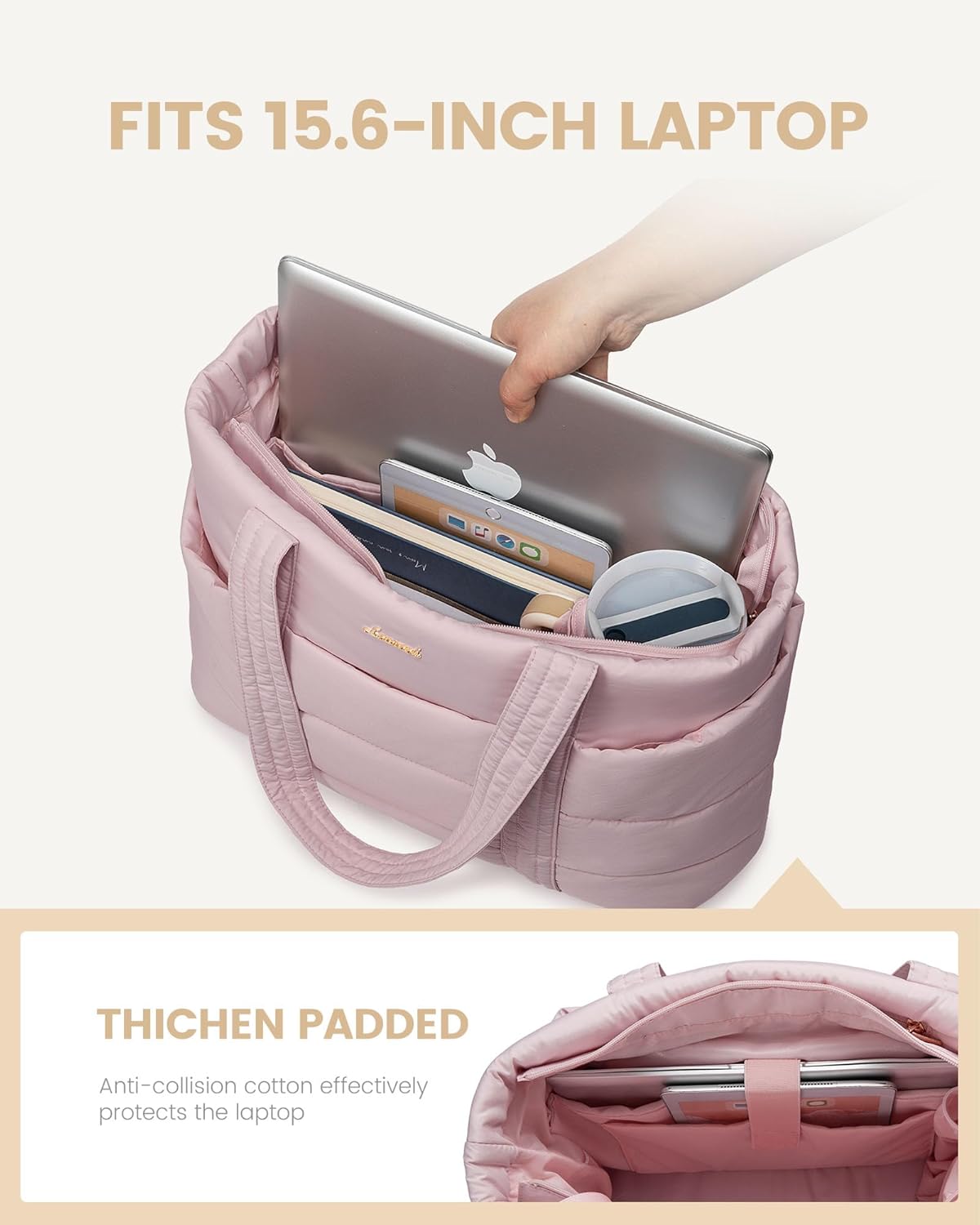 Large Puffer Work Tote Bag, 15.6 17