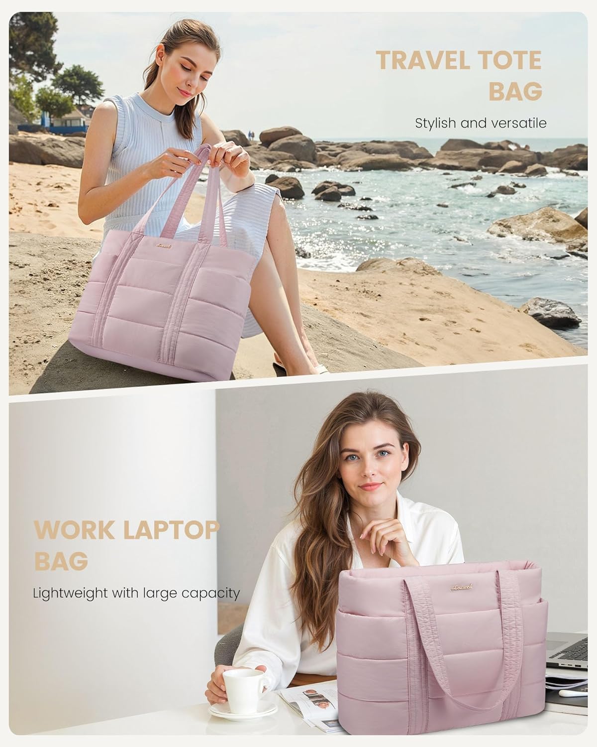 Large Puffer Work Tote Bag, 15.6 17