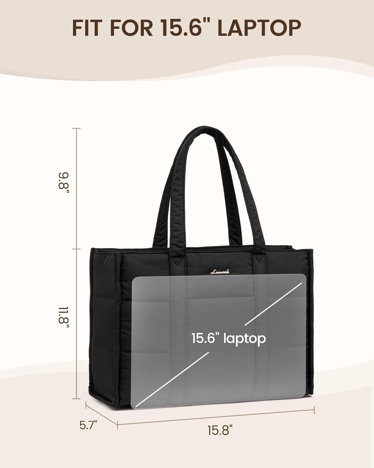 Puffer Tote Bag, 15.6 17