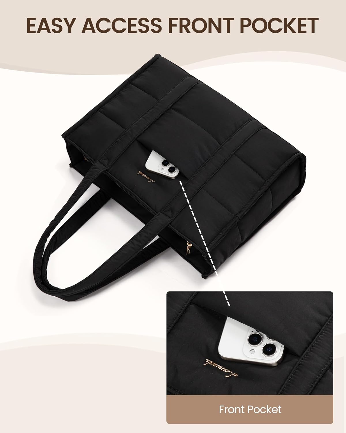 Puffer Tote Bag, 15.6 17