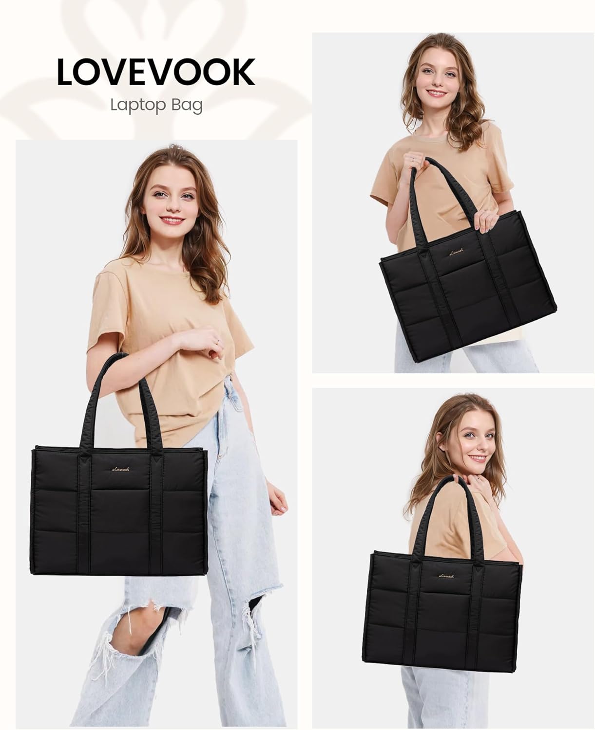 Puffer Tote Bag, 15.6 17