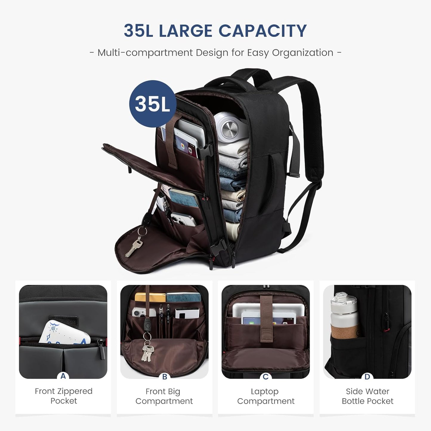 Travel Laptop Backpack, 35L 45L