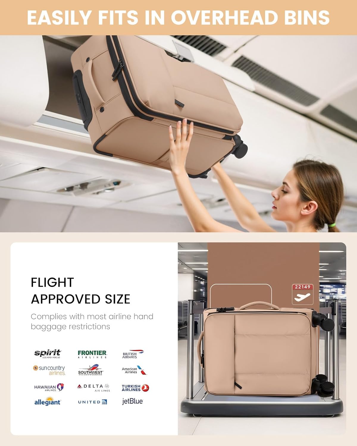 Spinner Carry On Luggage, 22(US ONLY)