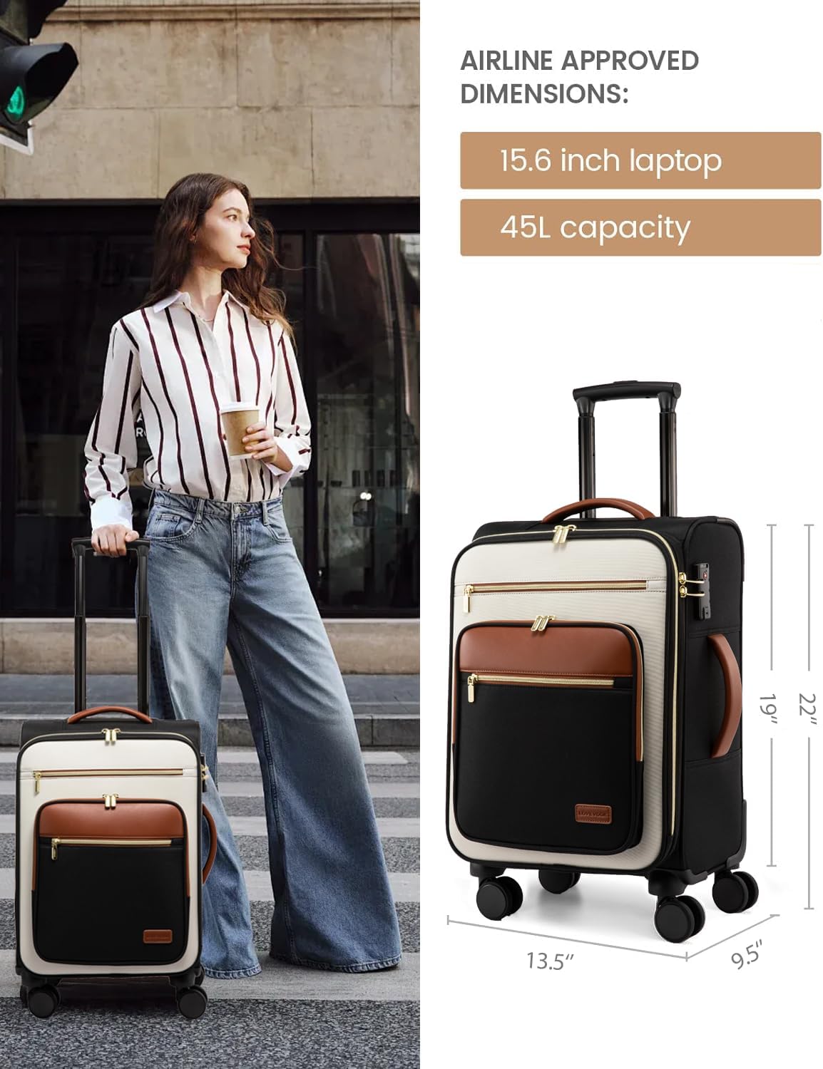 Lightweight Waterproof Suitcases, 20(Only available in the US)