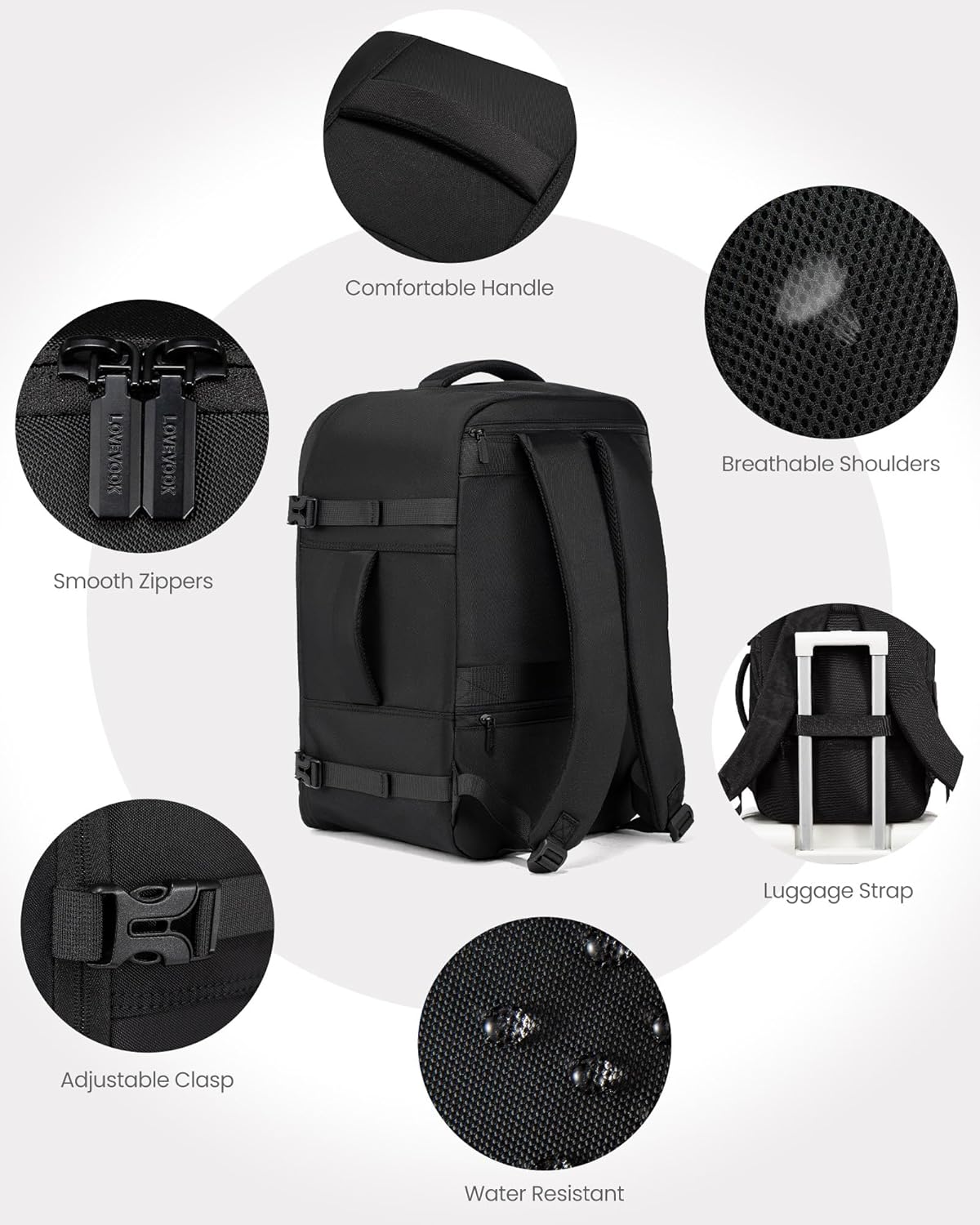4Pcs Travel Backpack, 35L-45L