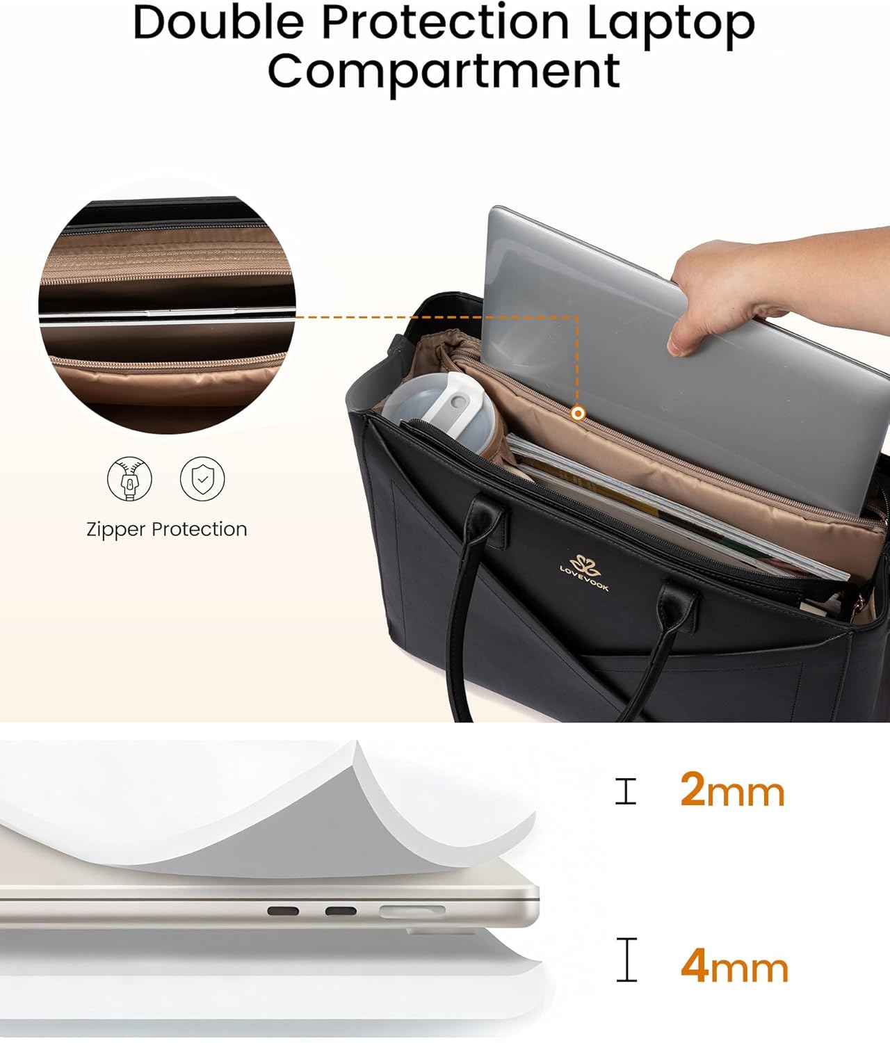 PU Leather Work Bag, 15.6 17.3