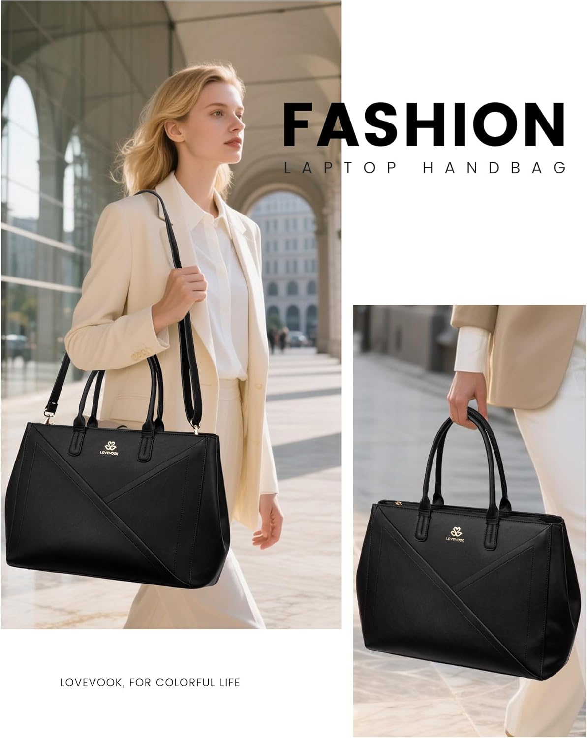 PU Leather Work Bag, 15.6 17.3