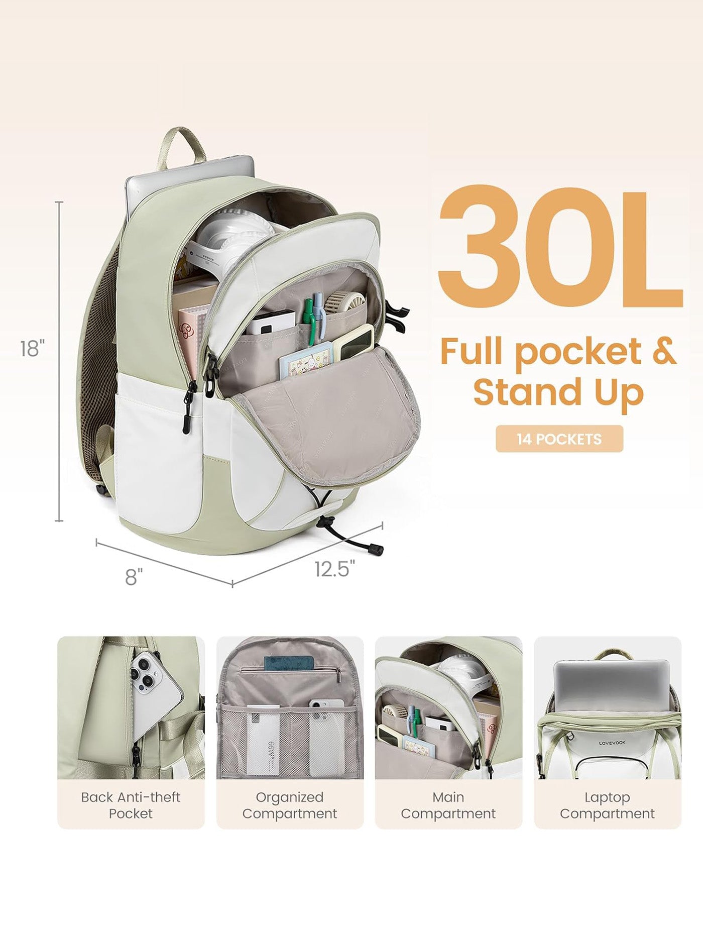 Lightweight Laptop Backpack, 15.6-18, 4572