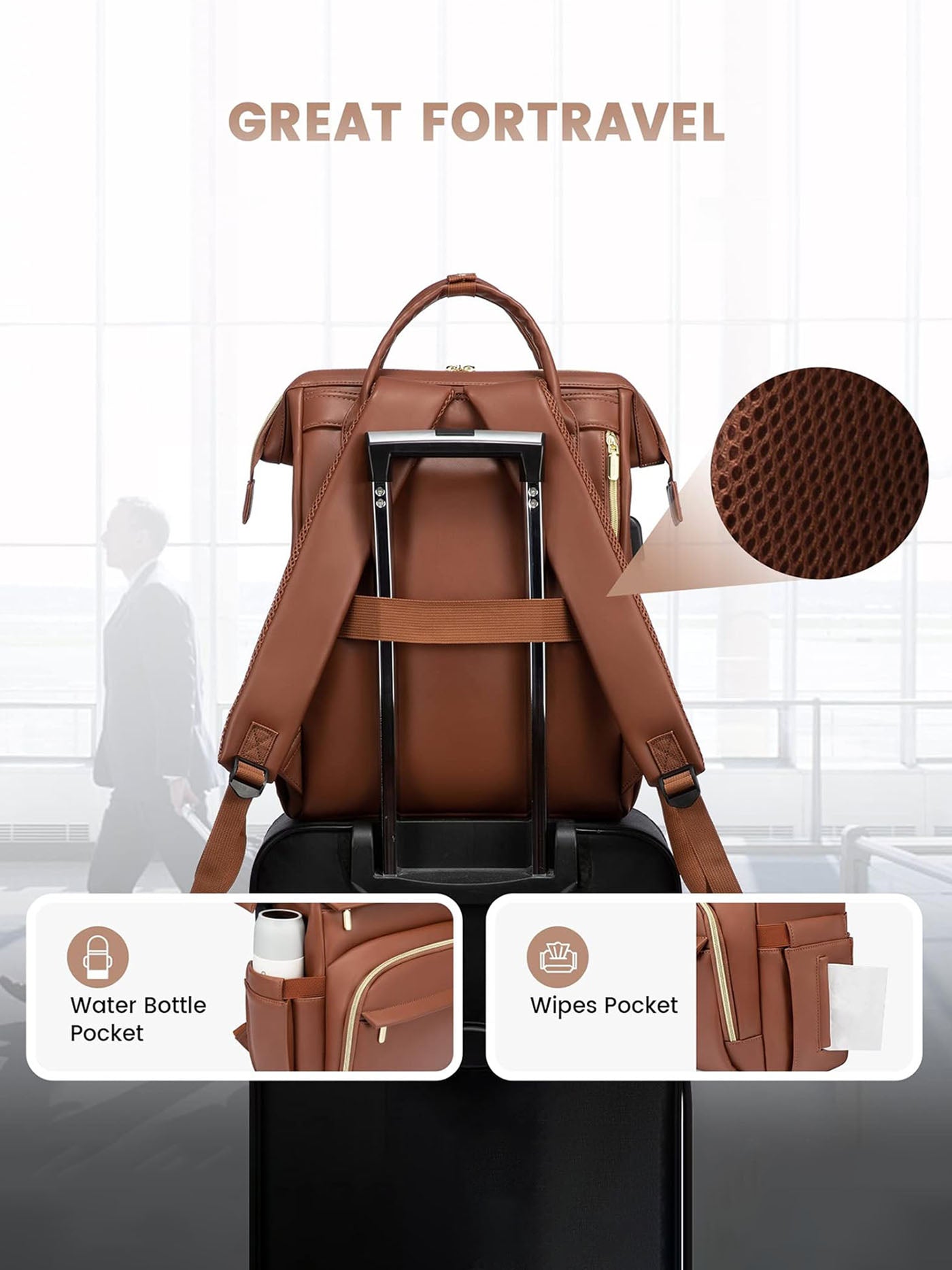 Leather Laptop Backpack, 15.6-18