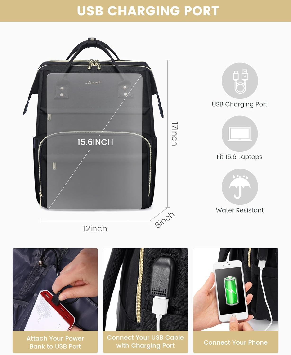 Viola Ⅱ Laptop Backpack with Separate Laptop Compartment, 15.6 17