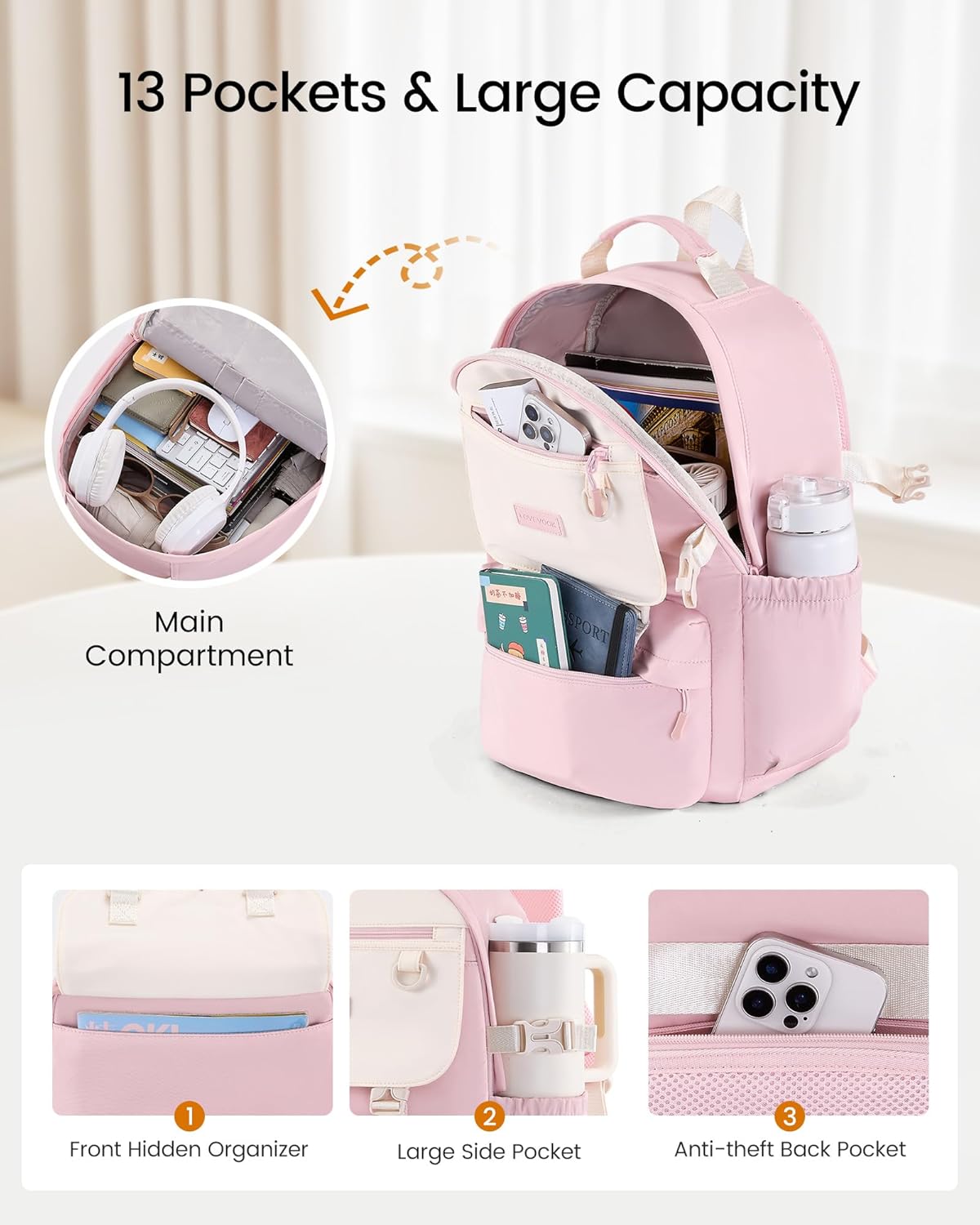 School Backpack for Girls, 15.6 17.3