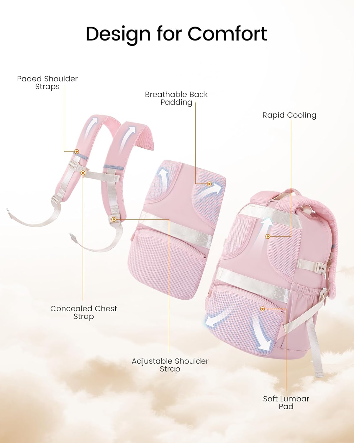 School Backpack for Girls, 15.6 17.3