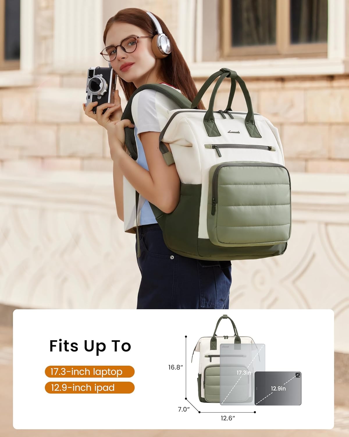 Stylish School Backpack, 15.6 17, 5116