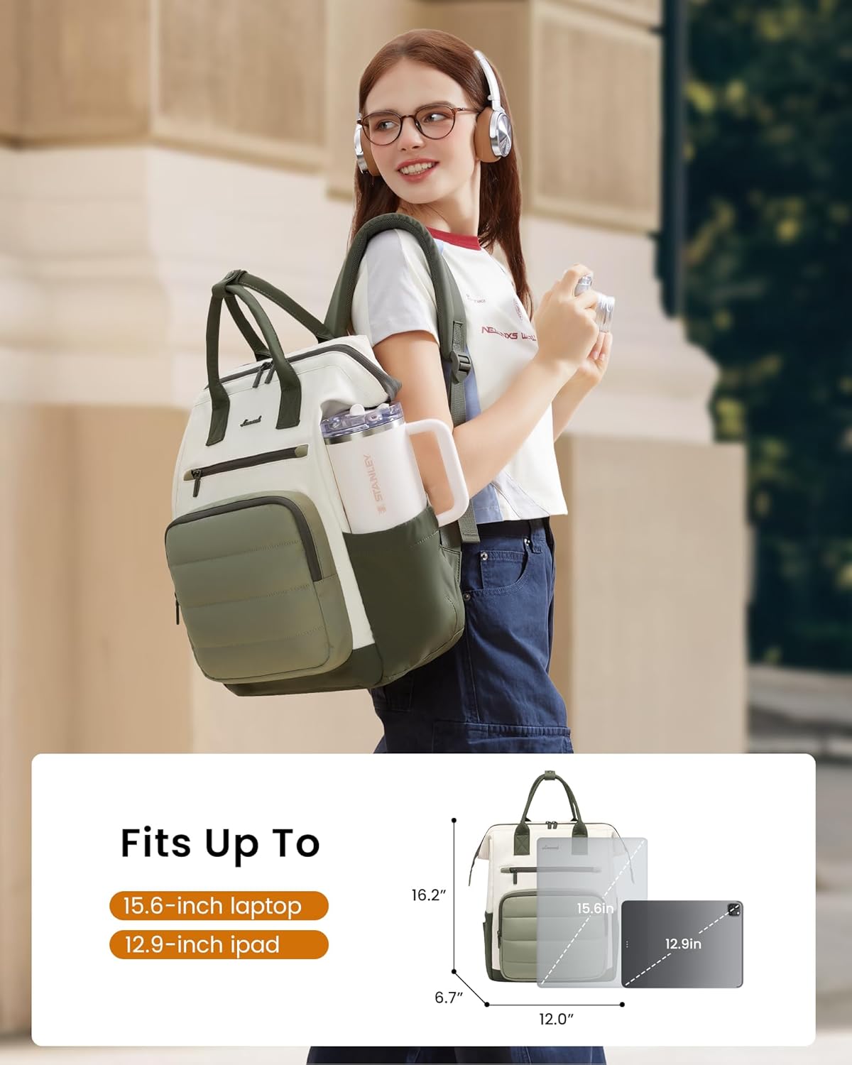 Stylish School Backpack, 15.6 17, 5116