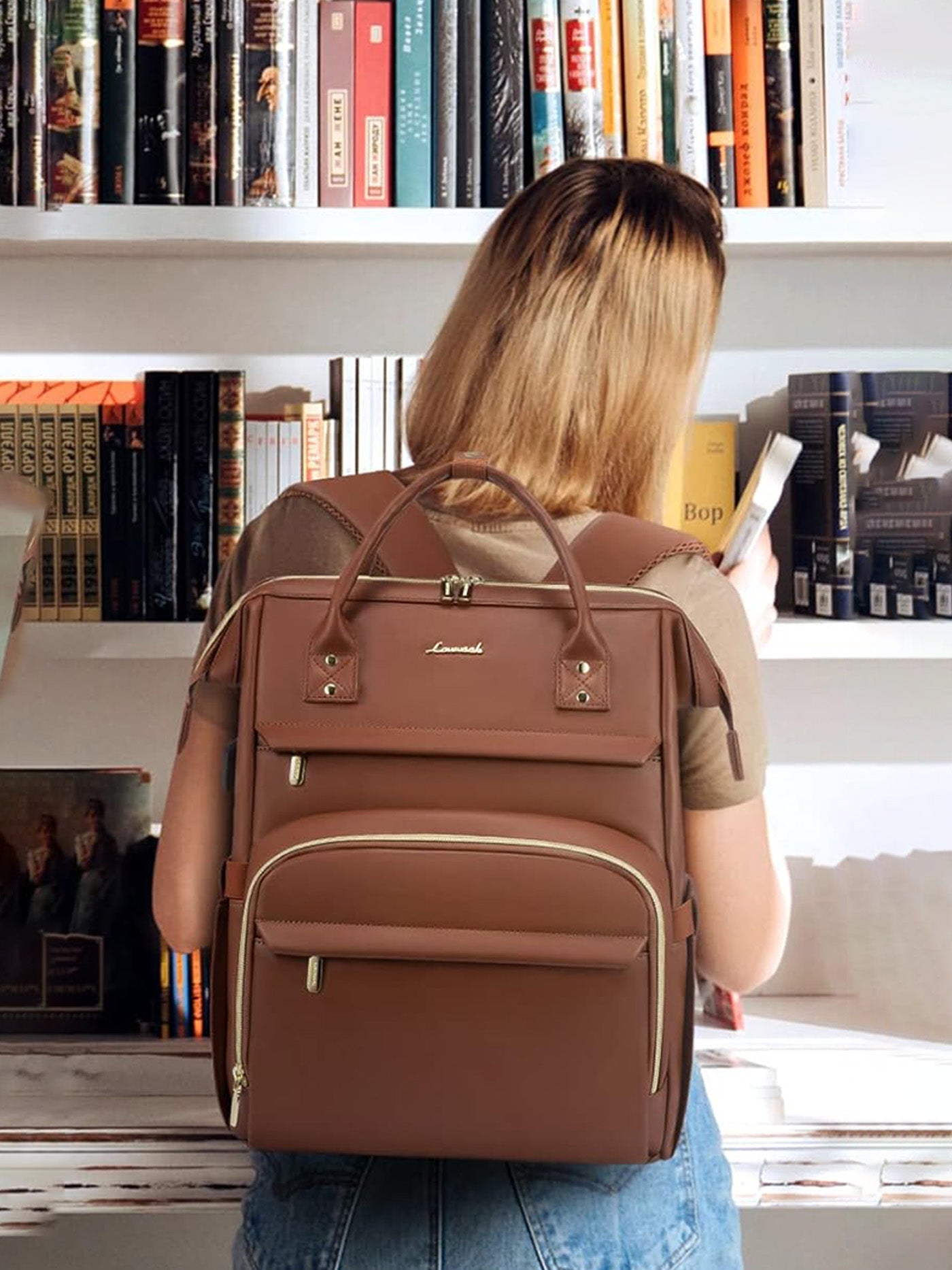 Leather Laptop Backpack, 15.6-18