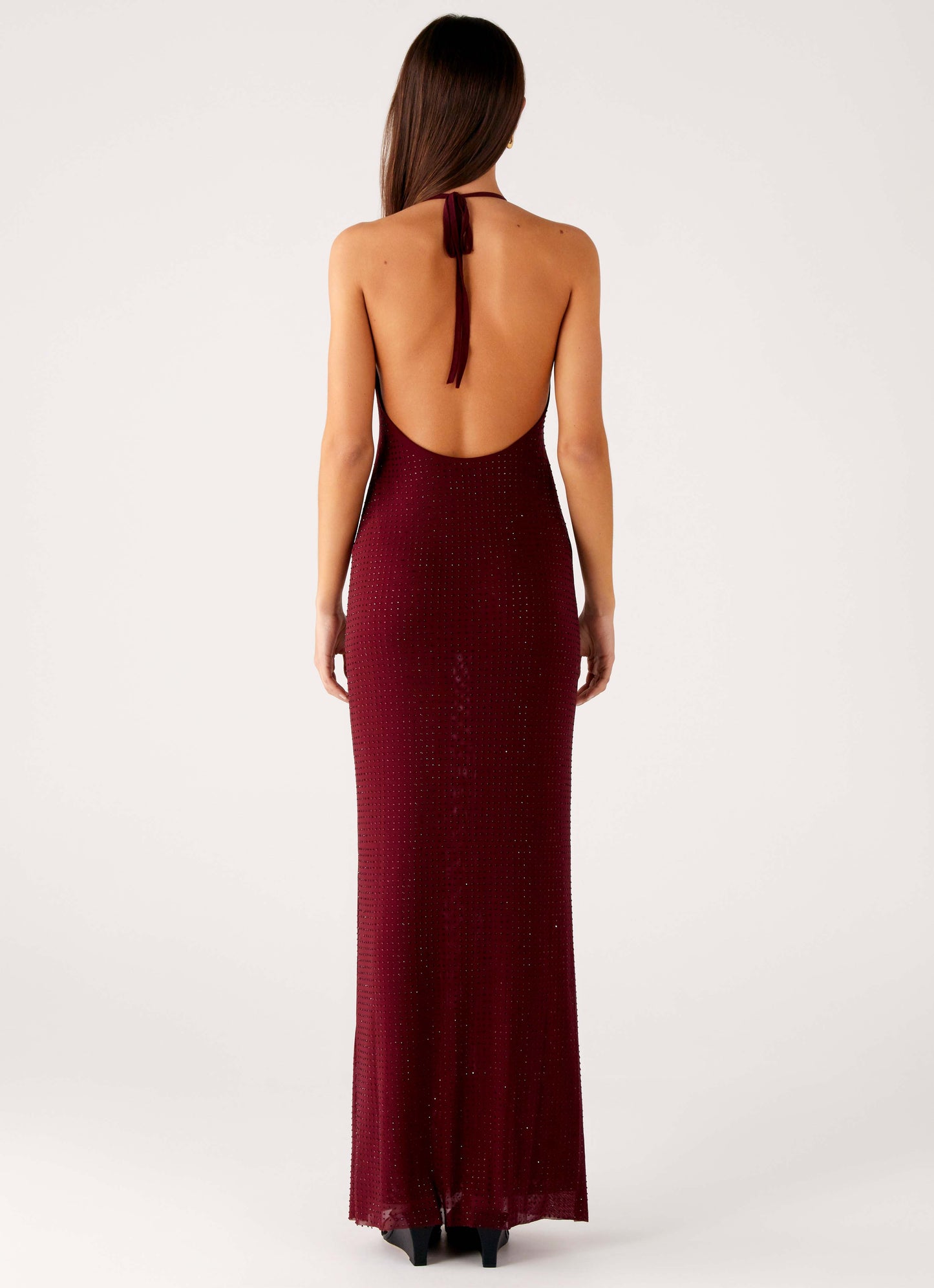Keliese Beaded Maxi Dress - Burgundy
