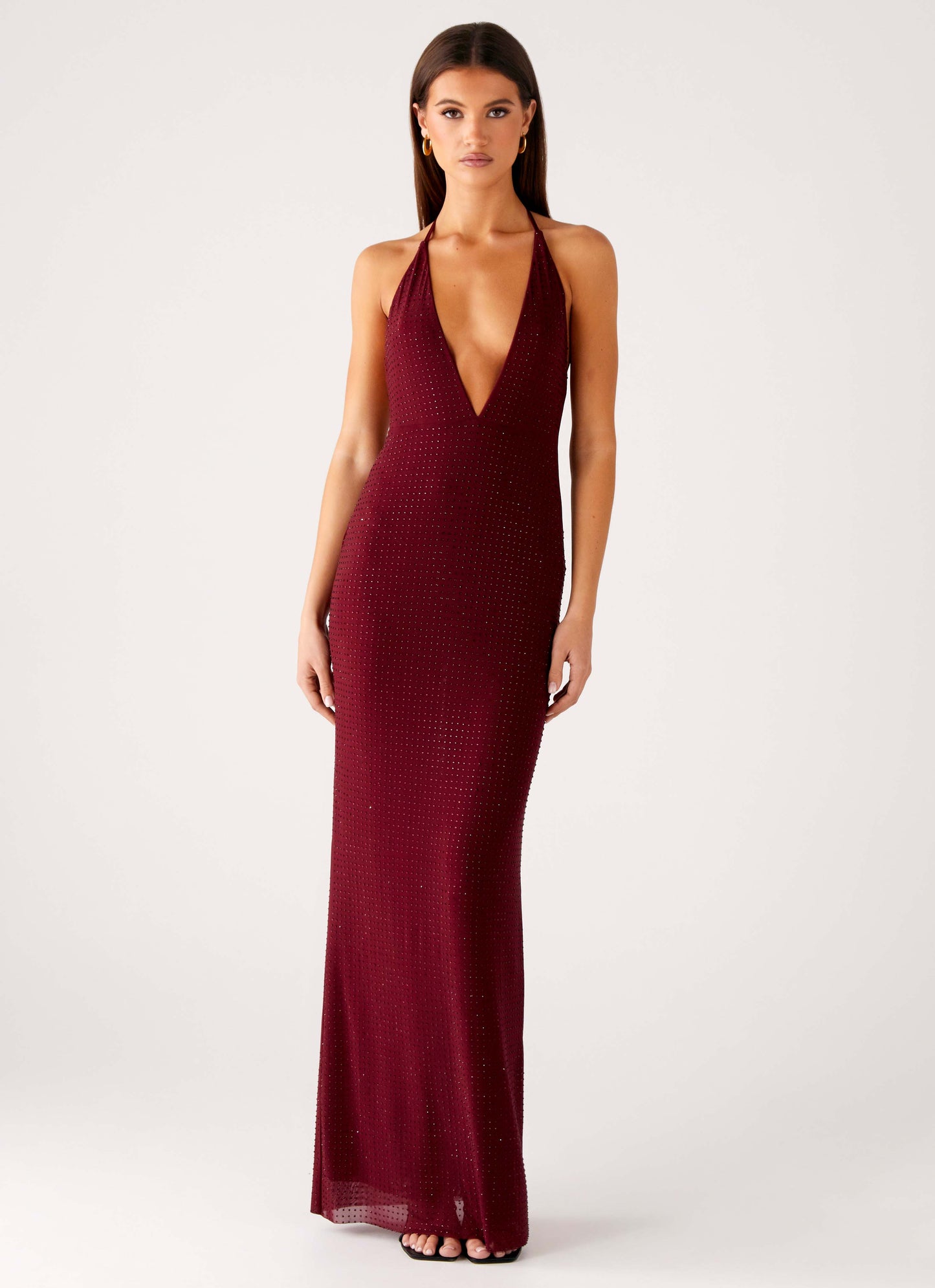 Keliese Beaded Maxi Dress - Burgundy