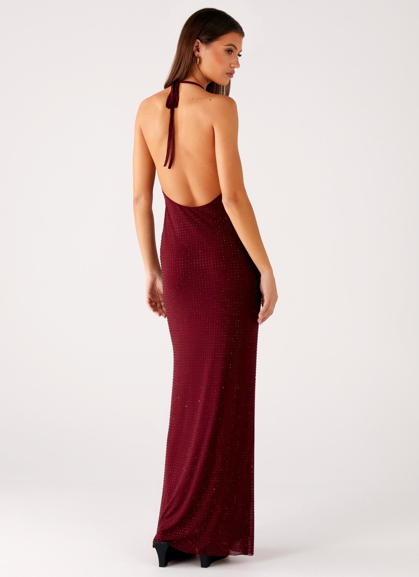Keliese Beaded Maxi Dress - Burgundy