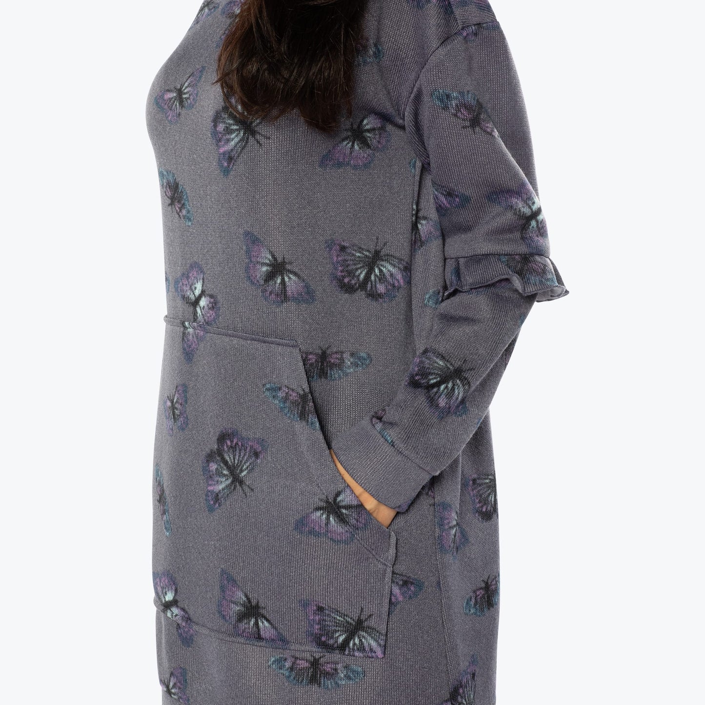 Peekaboo Sweater Fleece Tunic Hoodie