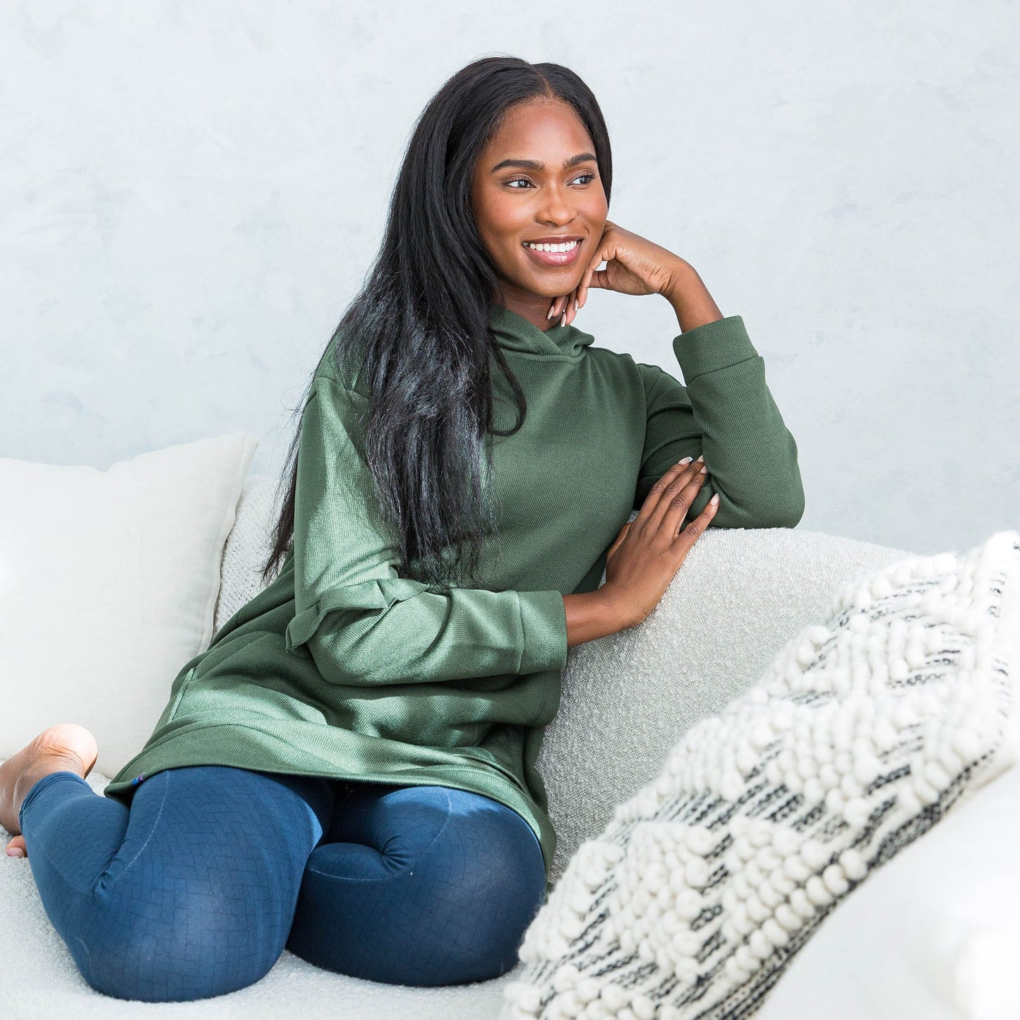 Peekaboo Sweater Fleece Tunic Hoodie