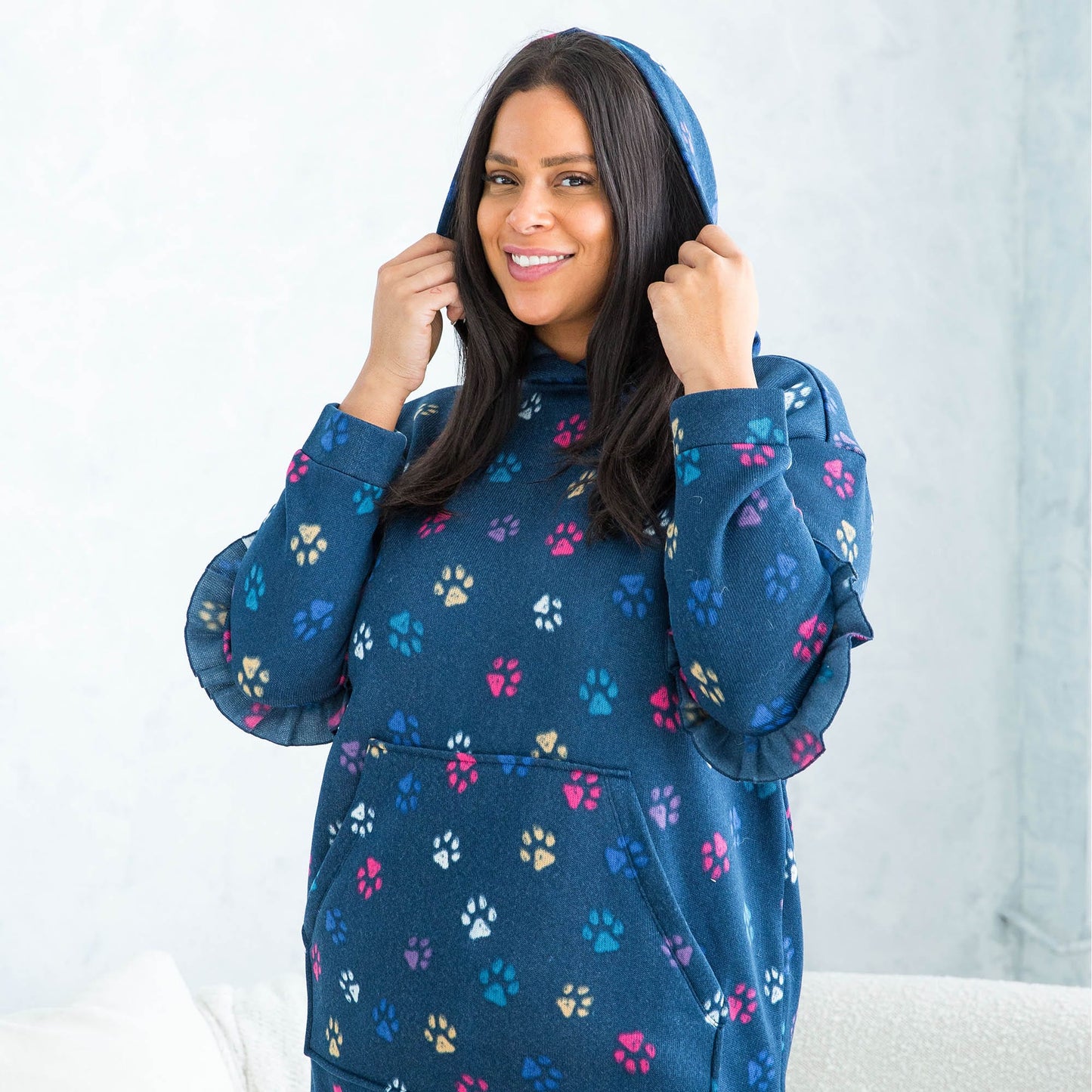 Peekaboo Sweater Fleece Tunic Hoodie