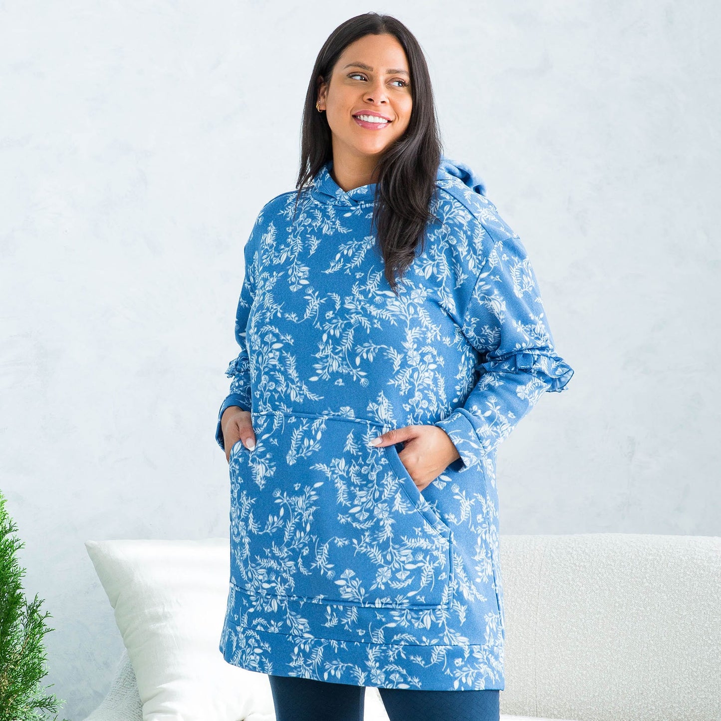 Peekaboo Sweater Fleece Tunic Hoodie