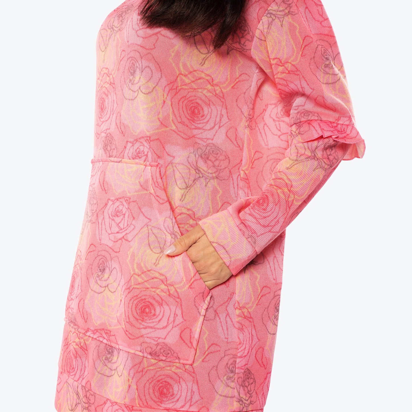 Peekaboo Sweater Fleece Tunic Hoodie